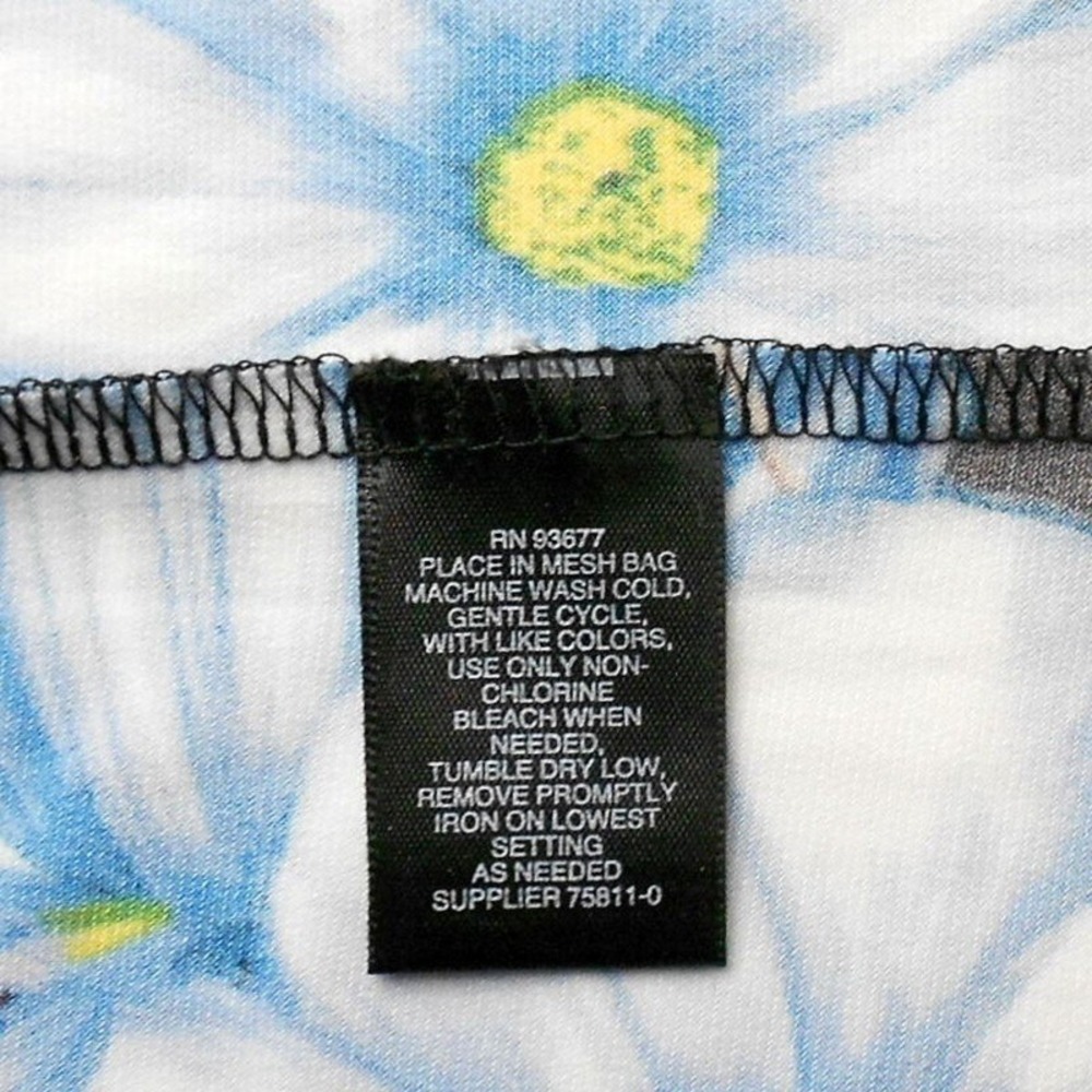 Liz‎ Claiborne Top Small Black Floral Print 3/4 Sleeve Round Keyhole Neck Career - Picture 9 of 9